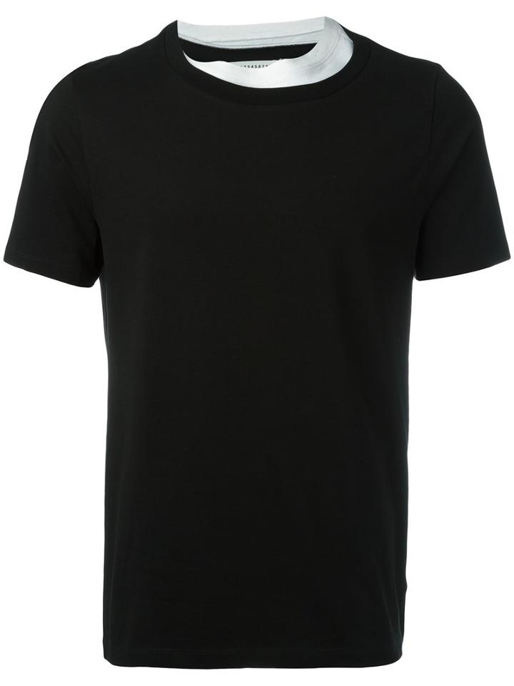 Maison Margiela Layered Neck T-shirt, Men's, Size: 46, Black, Cotton