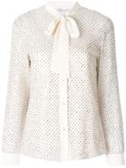 Red Valentino Pussy Bow Glitter Blouse - White