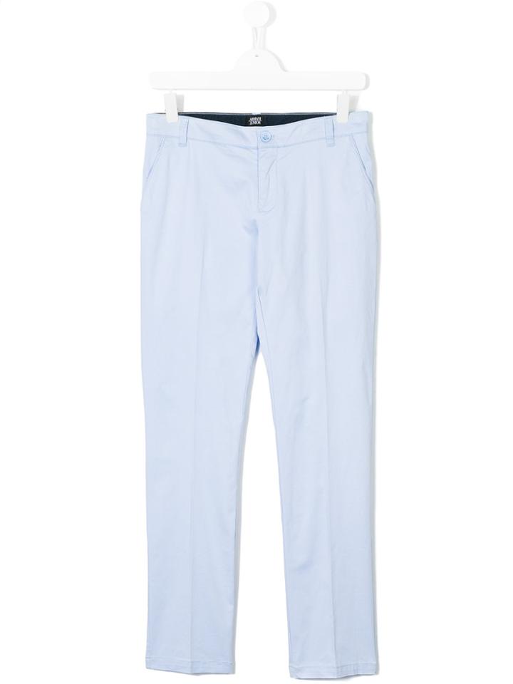 Armani Junior Straight Leg Chinos - Blue