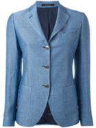 Tagliatore Three Button Blazer, Women's, Size: 46, Blue, Cotton/linen/flax/cupro