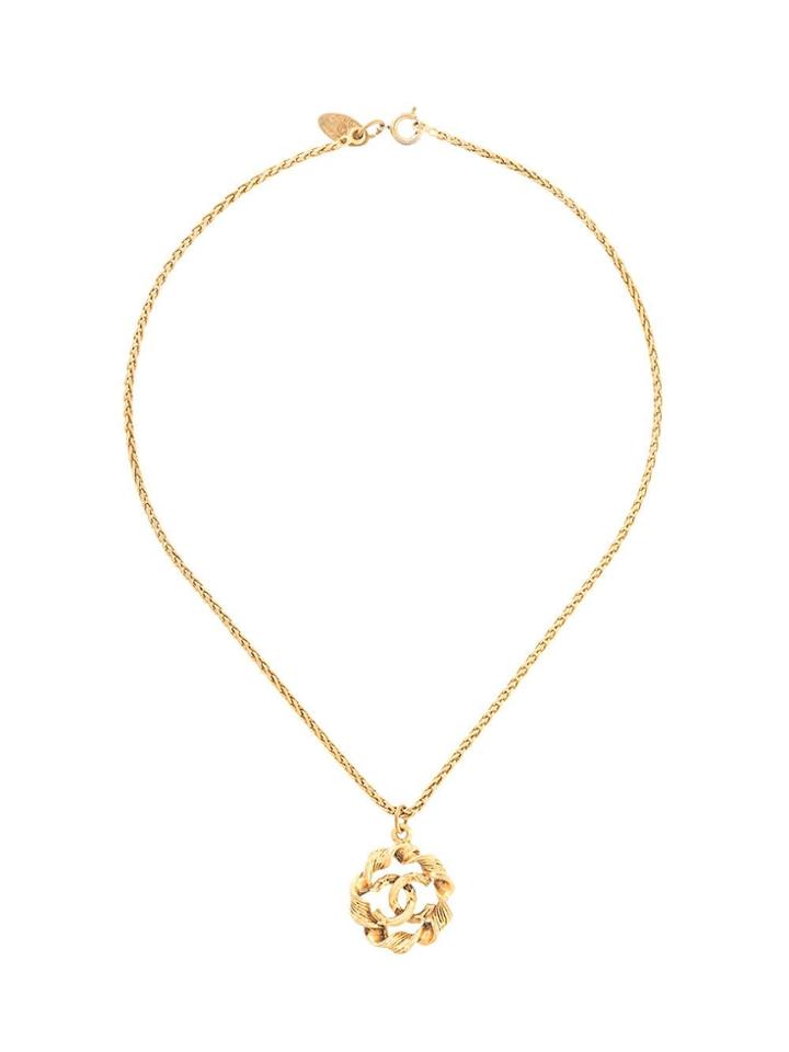 Chanel Pre-owned Twisted Edges Cc Pendant Necklace - Gold