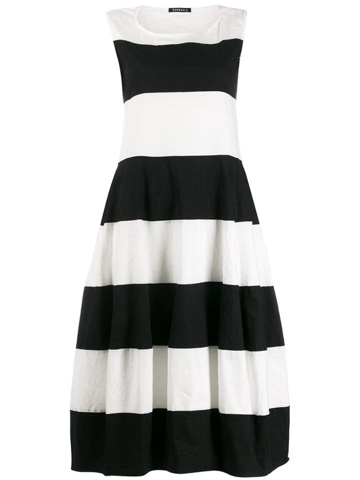 Rundholz Stripe Flared Midi Dress - Black