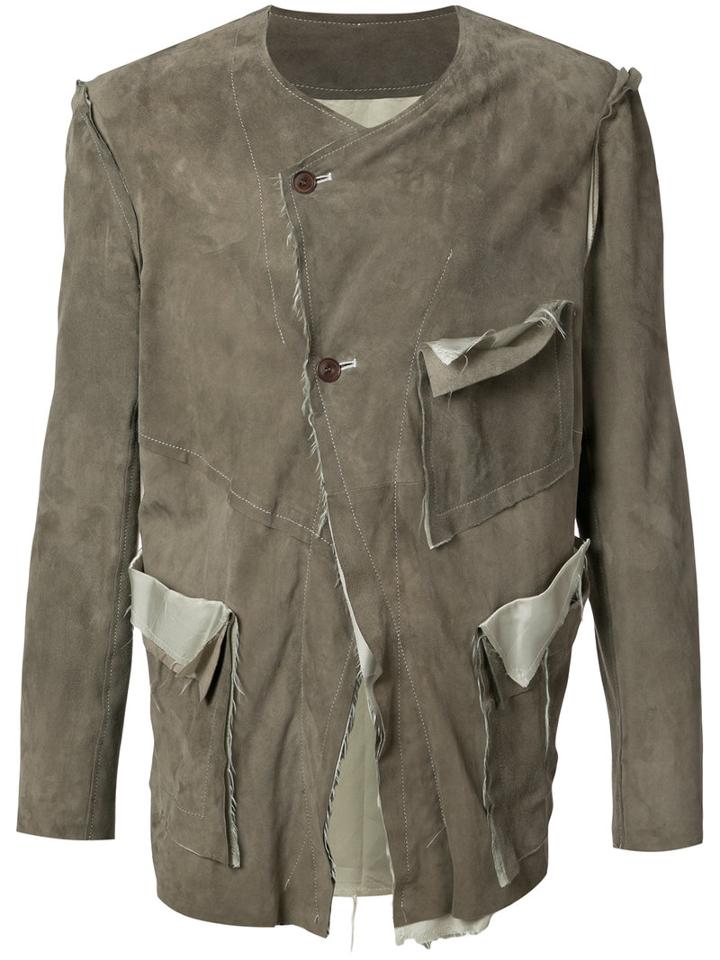 Sulvam - Biker Jacket - Men - Cupro/goat Suede - L, Grey, Cupro/goat Suede