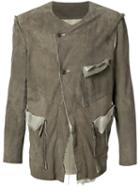 Sulvam - Biker Jacket - Men - Cupro/goat Suede - L, Grey, Cupro/goat Suede