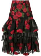 Bambah Roses Ruffle Skirt - Black