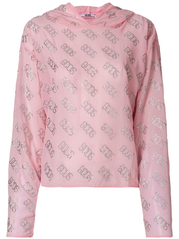 Gcds Logo Print Hoodie - Pink & Purple