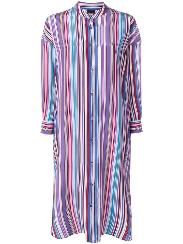 Aspesi Striped Shirt Tunic Dress - Purple