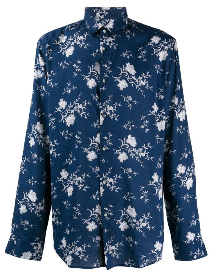 John Varvatos Floral Print Shirt - Blue