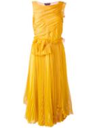 Rochas - Pleats Dress - Women - Silk - 46, Yellow/orange, Silk