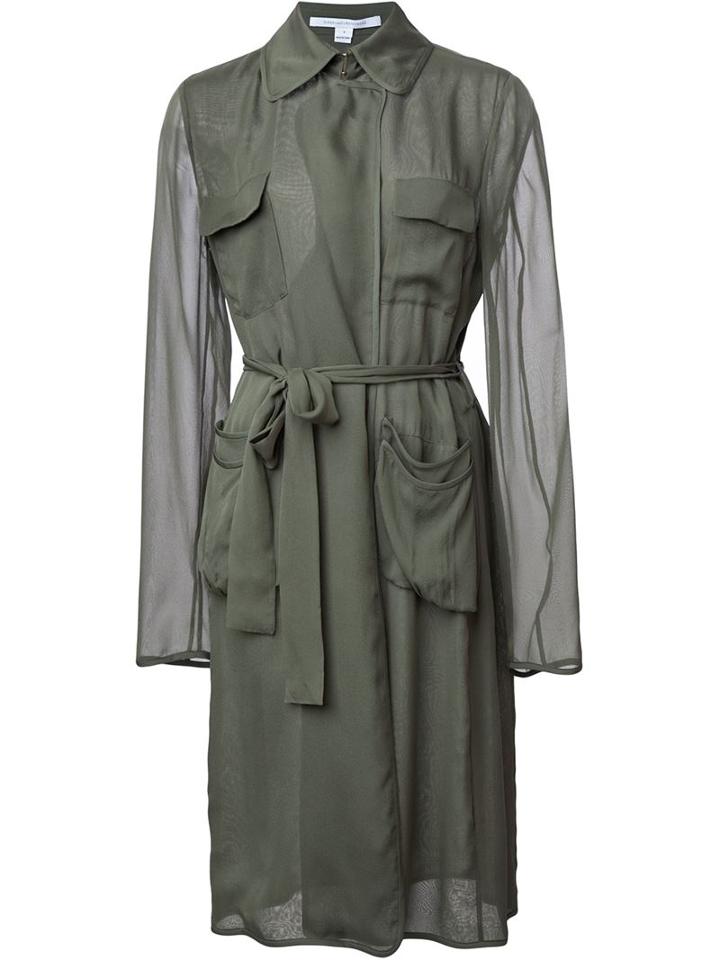 Diane Von Furstenberg Sheer Sleeves Trench Coat