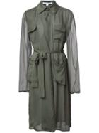 Diane Von Furstenberg Sheer Sleeves Trench Coat
