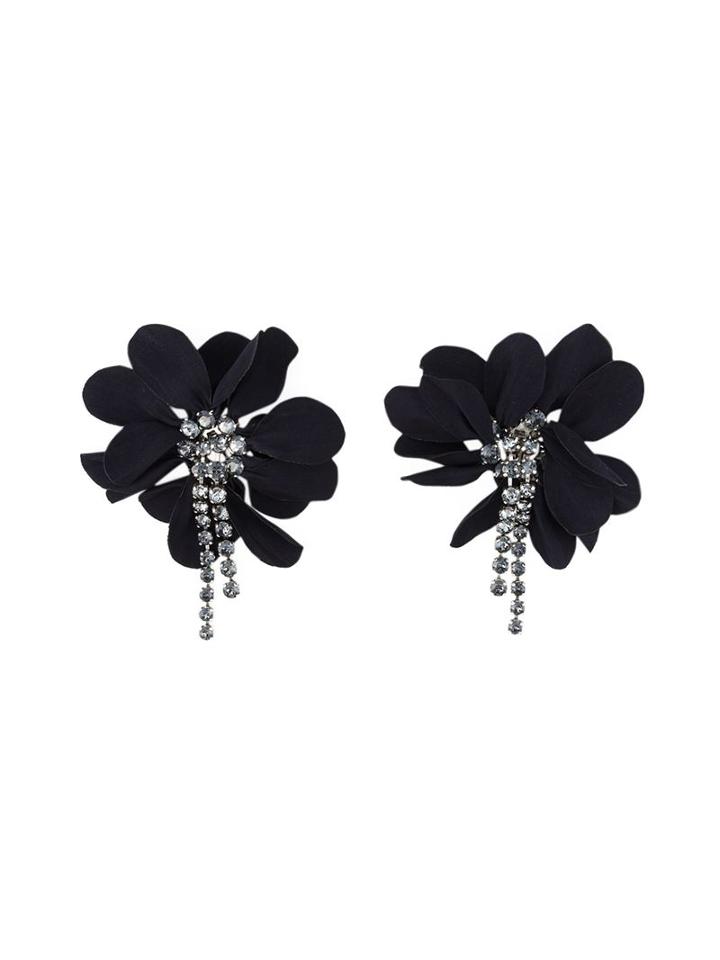 Lanvin Oversized Flower Clip-on Earrings, Women's, Blue, Brass/glass/pewter/polyester