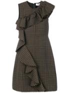 Msgm Frill Fitted Dress - Brown