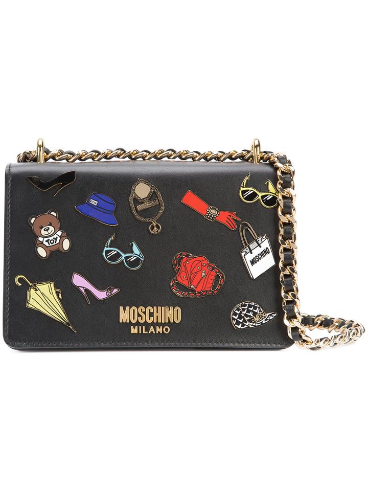 Moschino - Multi Charm Sticker Effect Bag - Women - Leather - One Size, Black, Leather