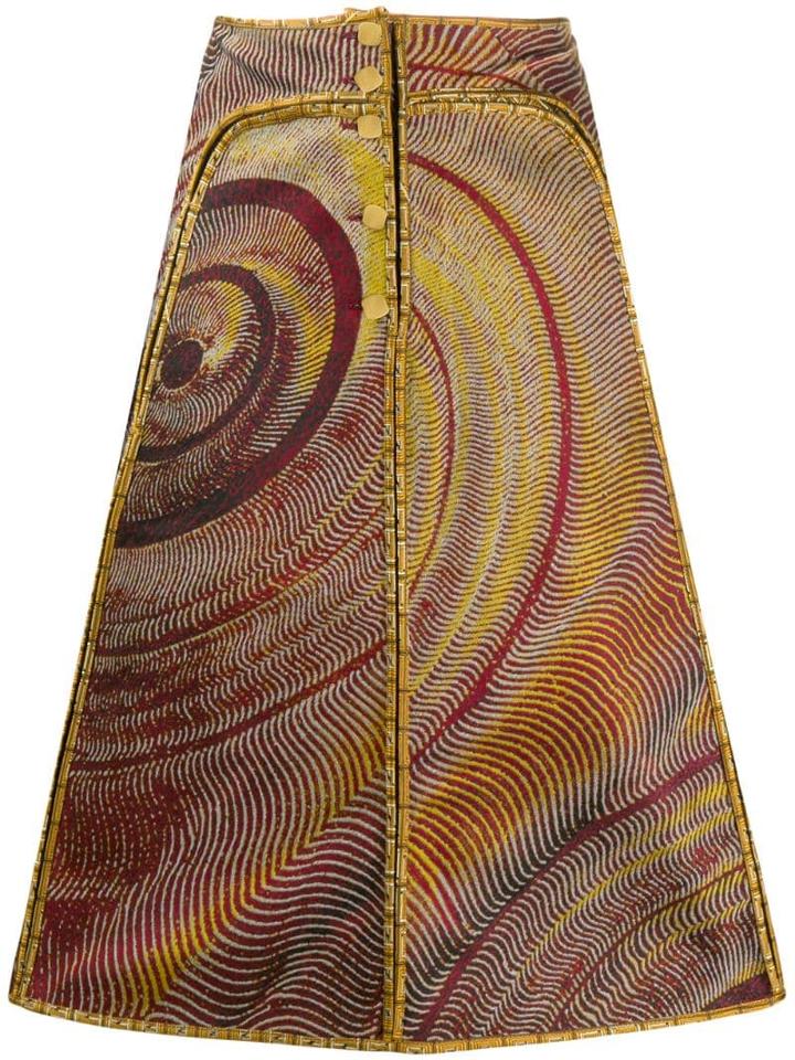 Fendi Pre-owned 2000's Abstract Jacquard A-line Skirt - Yellow