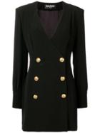 Balmain Embossed Button Dress - Black