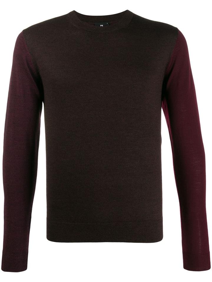 Ps Paul Smith Two-tone Knit Jumper - Brown