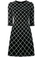 Huishan Zhang Pearl Embellished Lattice Dress, Women's, Size: 10, Black, Silk/shell/swarovski Crystal