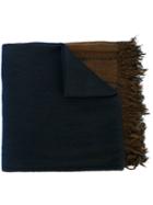 Suzusan Frayed Stripe Effect Scarf, Men's, Blue, Cashmere/silk