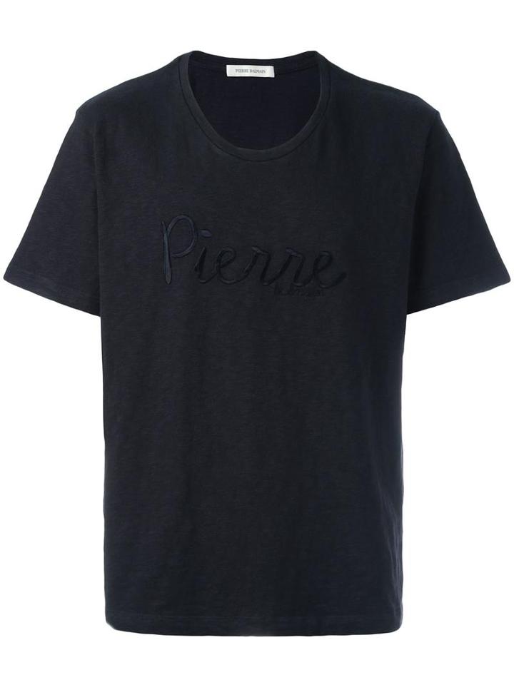 Pierre Balmain Embroidered Logo T-shirt, Men's, Size: 44, Blue, Cotton