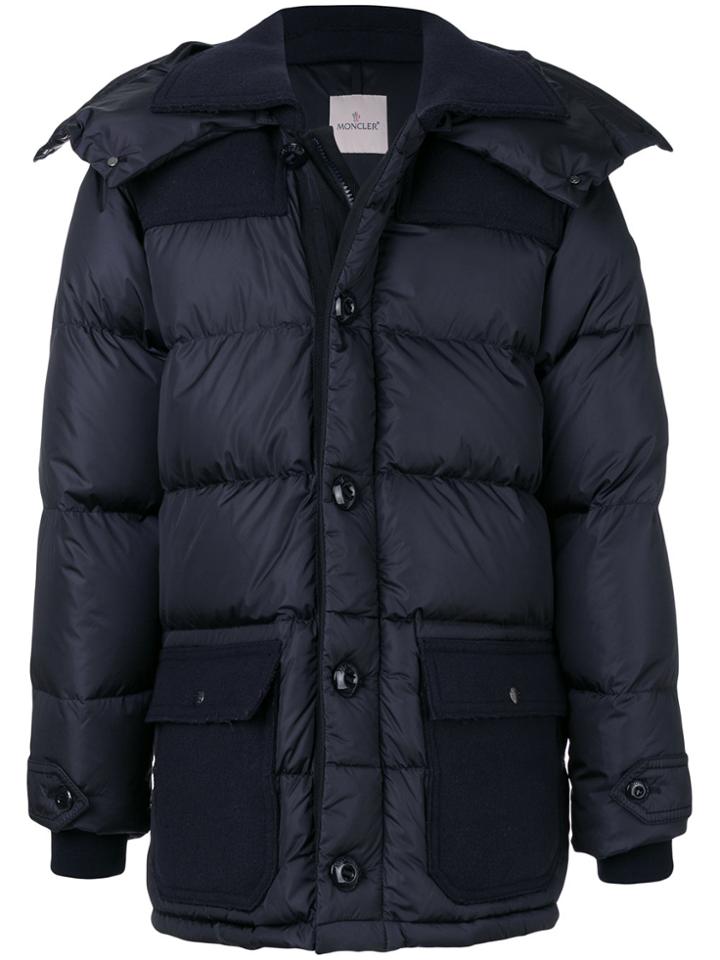 Moncler Knitted Pocket Padded Jacket - Blue