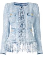 Balmain Fringed Denim Jacket - Blue
