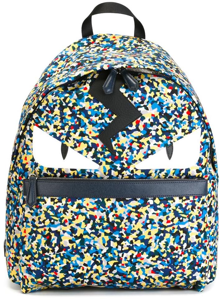Fendi Bag Bugs Backpack, Leather/nylon