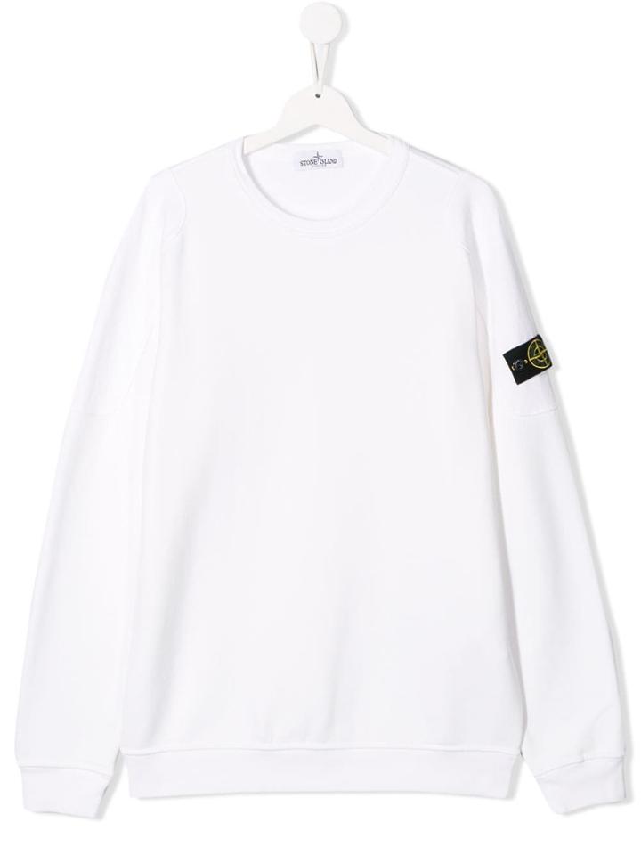 Stone Island Junior Compass Badge Sweatshirt - White