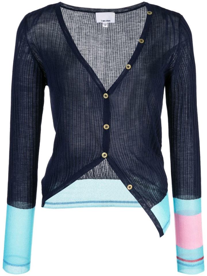 I-am-chen Silk Panelled Cardigan - Blue