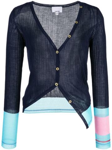 I-am-chen Silk Panelled Cardigan - Blue