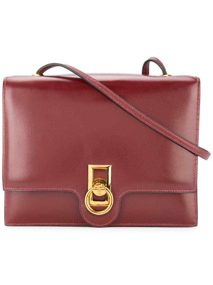 Hermès Vintage Logo Shoulder Bag - Red