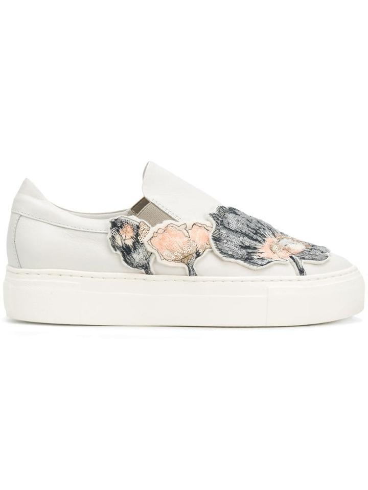 Agl Sequin Floral Appliquéd Sneakers - Neutrals