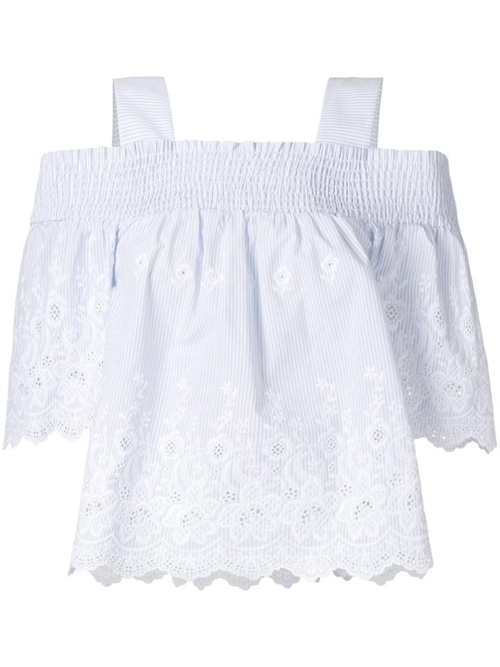 Perseverance London Broderie Anglaise Top - Blue