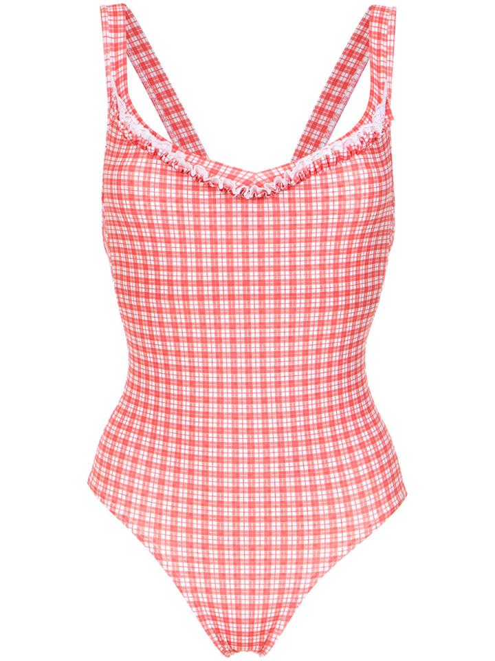 Amir Slama Plaid Swimsuit - Red