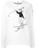 Moncler Grenoble Skier Print Sweatshirt, Women's, Size: Small, White, Cotton/polyamide