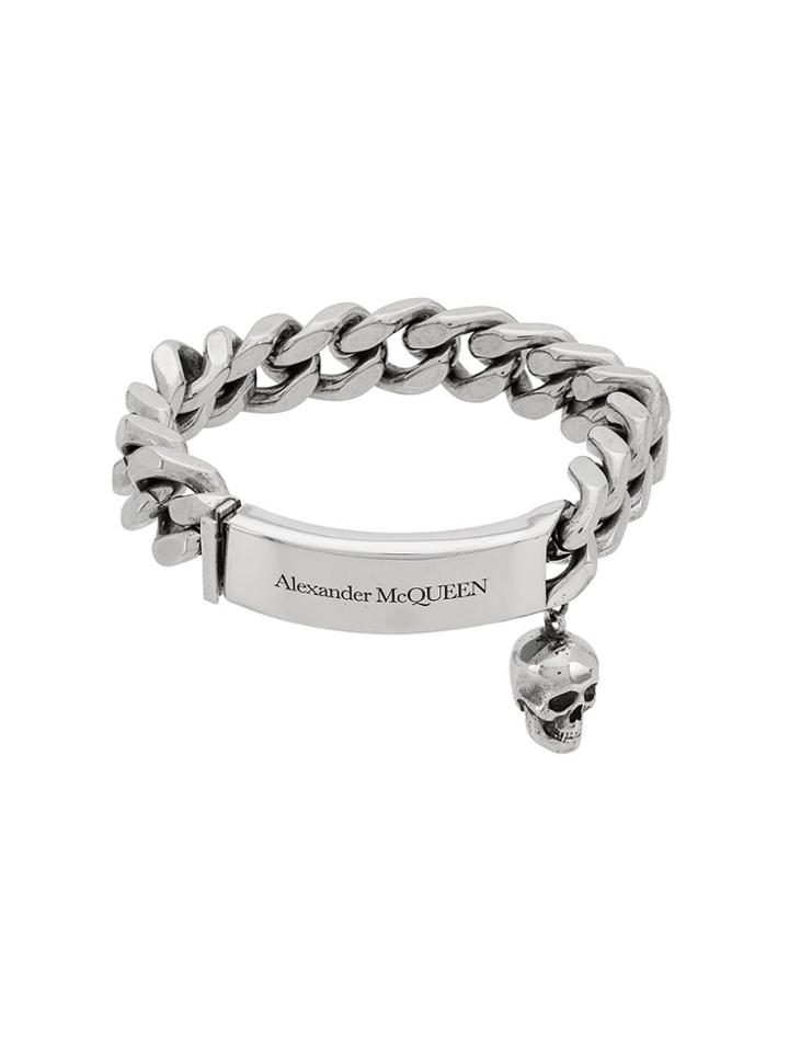 Alexander Mcqueen Skull Charm Chain Link Bracelet - Silver