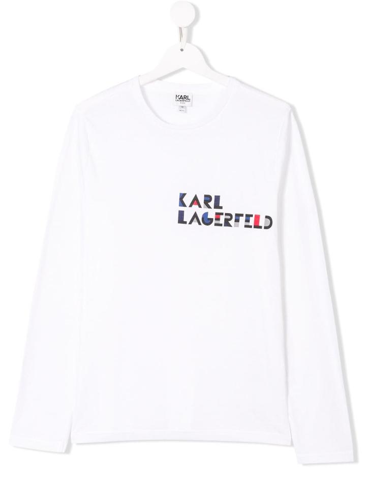 Karl Lagerfeld Kids Teen Small Logo Print T-shirt - White