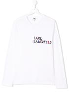 Karl Lagerfeld Kids Teen Small Logo Print T-shirt - White