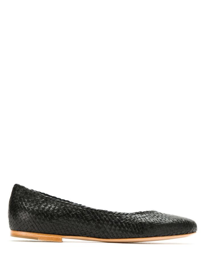 Sarah Chofakian Violet Woven Ballerinas - Black