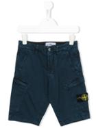 Stone Island Kids Over-dyed Cargo Shorts, Toddler Boy's, Size: 2 Yrs, Blue