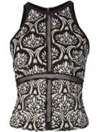 Yigal Azrouel Embroidered Panel Sleeveless Top, Women's, Size: 4, Black, Polyester/polyamide/viscose/spandex/elastane