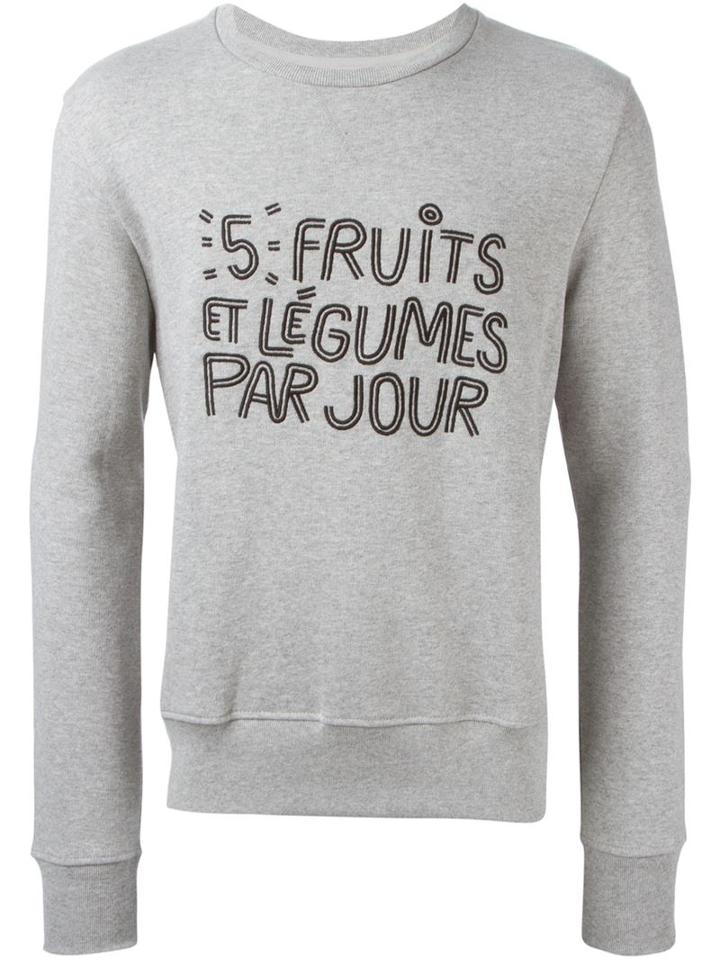 Ami Alexandre Mattiussi Embroidered Slogan Sweatshirt, Men's, Size: Small, Grey, Cotton