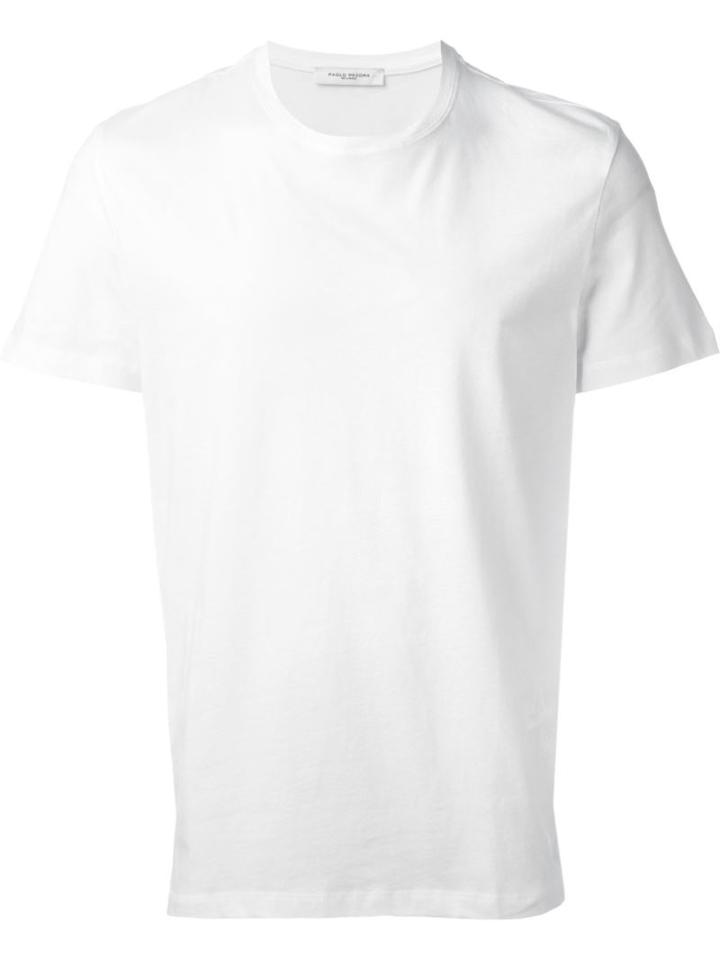 Paolo Pecora Embroidered Logo T-shirt, Men's, Size: M, White, Cotton
