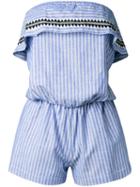 Lemlem Striped Romper, Women's, Size: Xs, Blue, Cotton/kapok