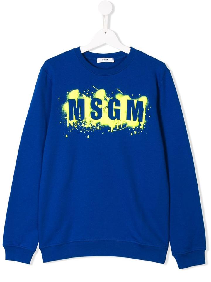 Msgm Kids Teen Stencil Logo Sweatshirt - Blue