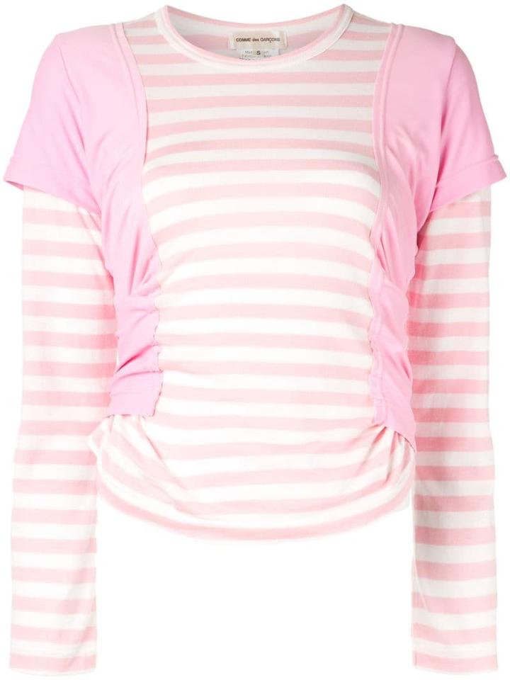 Comme Des Garçons Pre-owned Layered Striped Top - Pink