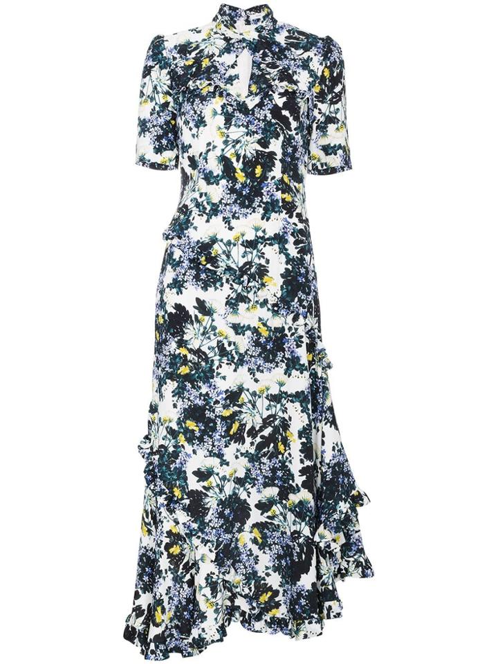 Erdem Silk Floral Dress With Twist Detail - White
