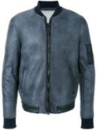 Salvatore Santoro Washed Effect Bomber Jacket - Blue