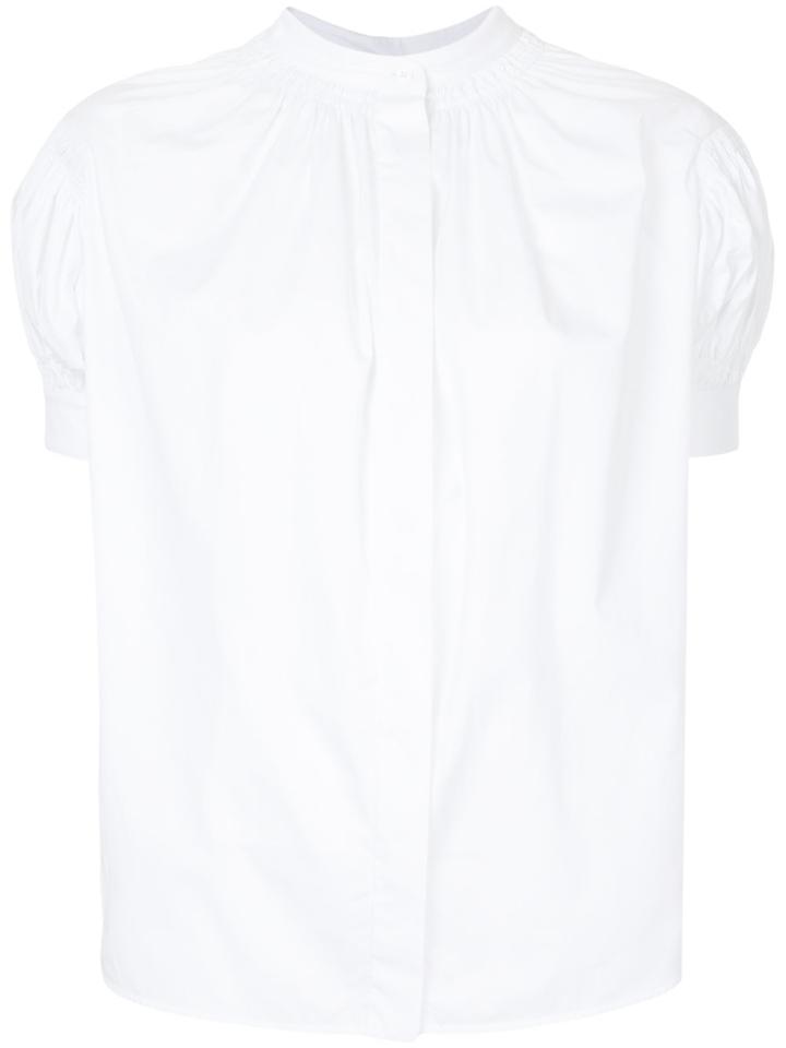 Jil Sander Pleated Shoulder Mandarin Collar Shirt - White