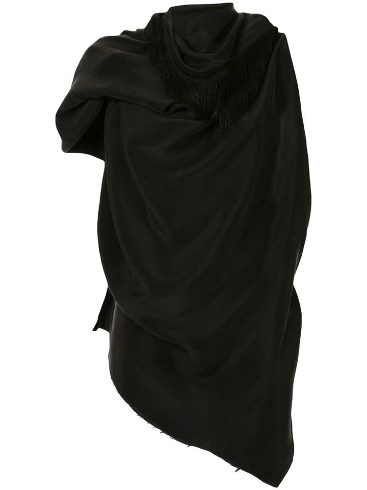 Aganovich Asymmetric Draped Top - Black